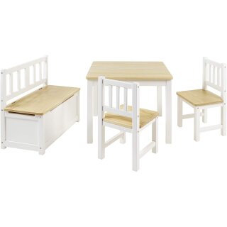 Ensemble de Table pour Enfants Anna – Bois Naturel & Blanc