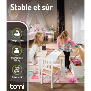 Ensemble de Table pour Enfants Anna – Bois Naturel & Blanc