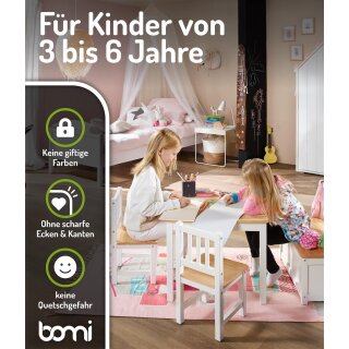 Ensemble de Table pour Enfants Anna – Bois Naturel & Blanc