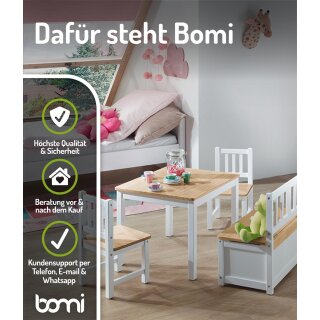 Ensemble de Table pour Enfants Anna – Bois Naturel & Blanc