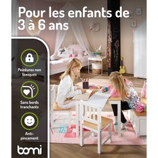 Ensemble de Table pour Enfants Anna – Bois Naturel & Blanc