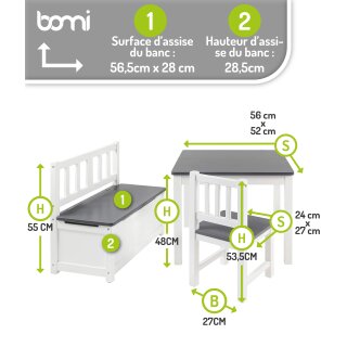 Ensemble de Table pour Enfants Anna – Anthracite & Blanc