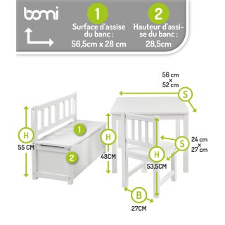 Mobilier Enfant Anna – Table & Chaises en Bois Blanc