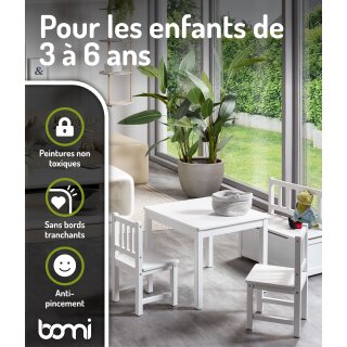 Mobilier Enfant Anna – Table & Chaises en Bois Blanc