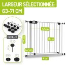 Barrière de sécurité Merle XL – 63-71 cm – Auto-Close & fonction Stop 90°