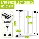 Barrière d’escalier Mira XXL – 63–251 cm, porte large 75 cm, fixation par pression