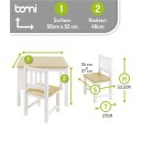 Mobilier Enfant Amy – Table & Chaises en Bois Naturel et Blanc