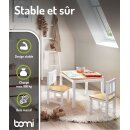 Mobilier Enfant Amy – Table & Chaises en Bois Naturel et Blanc