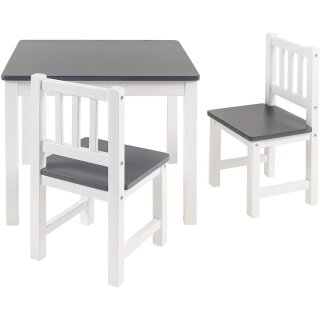 Ensemble Enfant Amy – Table de Jeux avec 2 Chaises Anthracite & Blanc