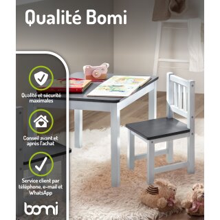 Ensemble Enfant Amy – Table de Jeux avec 2 Chaises Anthracite & Blanc