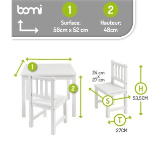 Ensemble de Table pour Enfants Amy – Blanc & Blanc avec 2 Chaises
