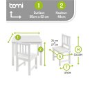 Ensemble de Table pour Enfants Amy – Blanc & Blanc avec 2 Chaises