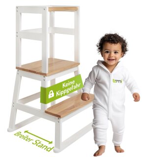 BOMI Tour d’Apprentissage Swubi – Lernturm Montessori en Bois Naturel & Blanc pour Enfants