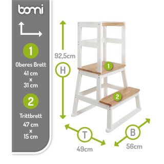 BOMI Tour d’Apprentissage Swubi – Lernturm Montessori en Bois Naturel & Blanc pour Enfants