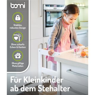 BOMI Tour d’Apprentissage Swubi – Lernturm Montessori en Bois Naturel & Blanc pour Enfants