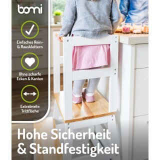 BOMI Tour d’Apprentissage Swubi – Lernturm Montessori en Bois Naturel & Blanc pour Enfants