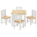 Ensemble de Table pour Enfants Amy – Bois Naturel & Blanc avec 4 Chaises