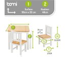 Ensemble de Table pour Enfants Amy – Bois Naturel & Blanc avec 4 Chaises