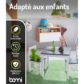 Table et 4 Chaises pour Enfants Amy – Bois Anthracite/Blanc