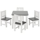 Table et 4 Chaises pour Enfants Amy – Bois Anthracite/Blanc