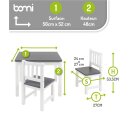 Table et 4 Chaises pour Enfants Amy – Bois Anthracite/Blanc