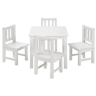 Ensemble Enfant Amy – Table de Jeux et 4 Chaises en Blanc