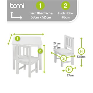 Ensemble Enfant Amy – Table de Jeux et 4 Chaises en Blanc