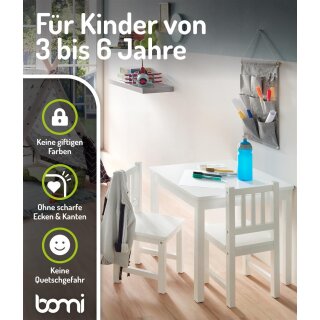 Ensemble Enfant Amy – Table de Jeux et 4 Chaises en Blanc