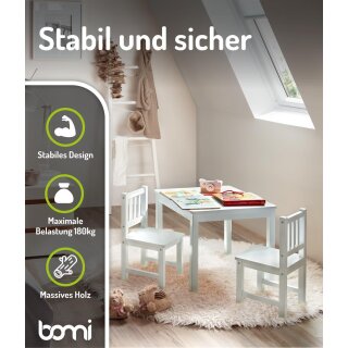 Ensemble Enfant Amy – Table de Jeux et 4 Chaises en Blanc