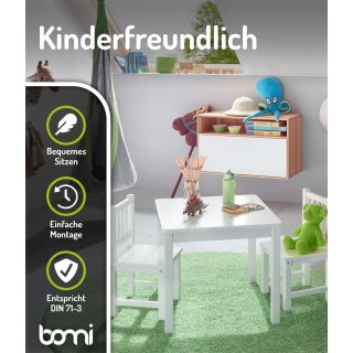 Ensemble Enfant Amy – Table de Jeux et 4 Chaises en Blanc