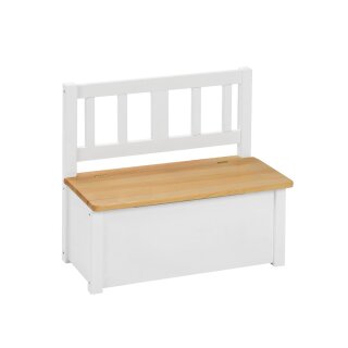 Banc coffre enfant en bois blanc – BOMI – Siège + rangement