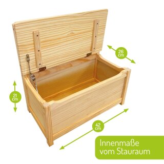 Banc pour enfants avec coffre de rangement – Bois massif naturel – BOMI
