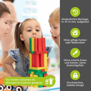 Banc pour enfants avec coffre de rangement – Bois massif naturel – BOMI