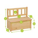 Banc pour enfants avec coffre de rangement – Bois massif naturel – BOMI