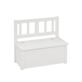 Banc de rangement enfant en bois massif – Blanc – Stable & sûr