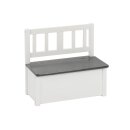 BOMI Banc enfant avec coffre de rangement – Bois massif – Gris/Blanc