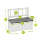 BOMI Banc enfant avec coffre de rangement – Bois massif – Gris/Blanc