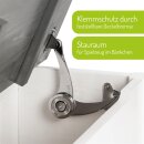 BOMI Banc enfant avec coffre de rangement – Bois massif – Gris/Blanc