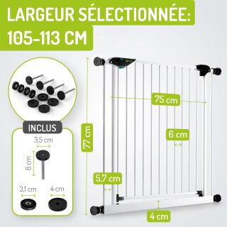 Barrière bébé Mira XXL – Extra large, 75 cm, 83–243 cm, Auto-Close & Open-Stop