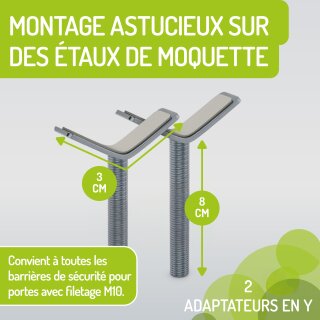 Adaptateurs en Y M10 pour rambardes – Compatibles avec barrières Merle & Mira