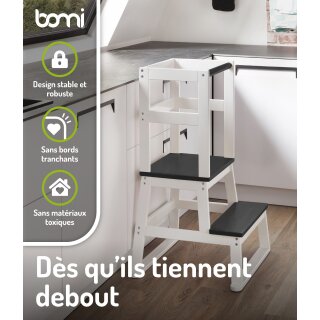 BOMI Tour d’Apprentissage Swubi – Pas de lenfant Montessori en Bois Gris pour Enfants