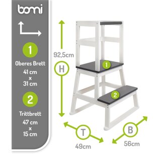 BOMI Tour d’Apprentissage Swubi – Pas de lenfant Montessori en Bois Gris pour Enfants