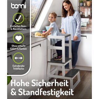 BOMI Tour d’Apprentissage Swubi – Pas de lenfant Montessori en Bois Gris pour Enfants