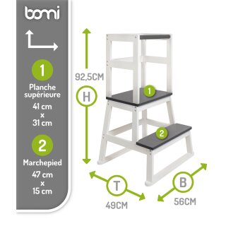 BOMI Tour d’Apprentissage Swubi – Pas de lenfant Montessori en Bois Gris pour Enfants