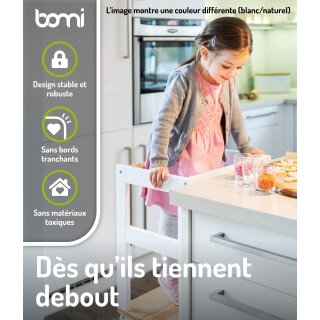 Tour d’Apprentissage Montessori en Bois Naturel – marchepied Sans Peinture pour Enfants