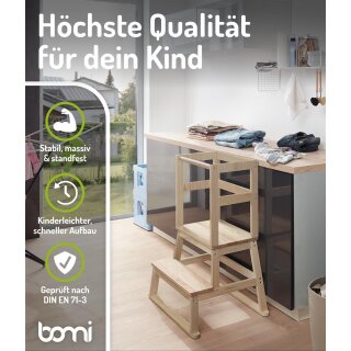 Tour d’Apprentissage Montessori en Bois Naturel – marchepied Sans Peinture pour Enfants