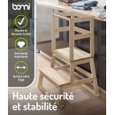 Tour d’Apprentissage Montessori en Bois Naturel – marchepied Sans Peinture pour Enfants