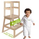 Tour d’Apprentissage Montessori en Bois Naturel – marchepied Sans Peinture pour Enfants