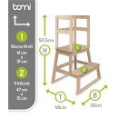 Tour d’Apprentissage Montessori en Bois Naturel – marchepied Sans Peinture pour Enfants