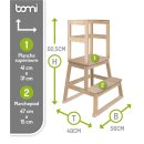 Tour d’Apprentissage Montessori en Bois Naturel – marchepied Sans Peinture pour Enfants